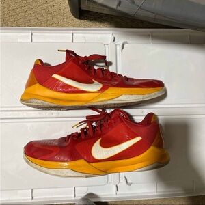 Nike Zoom Kobe 5 V China Red Comet Yellow 2010 Size 12 Sneakers Shoes 386429-600